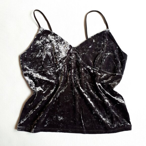 AMERICAN EAGLE Velvet Camisole Top in Deep Midnight Violet with Silver Sheen - Picture 5 of 16